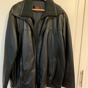 Men’s black leather jacket
